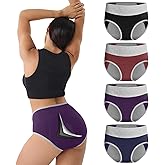 IGOLUMON Incontinence Underwear for Women, Period Panties Leak-Proof Underwear for Postpartum, Bladder Control, Reusable High Waisted Cotton Briefs 4 Pack