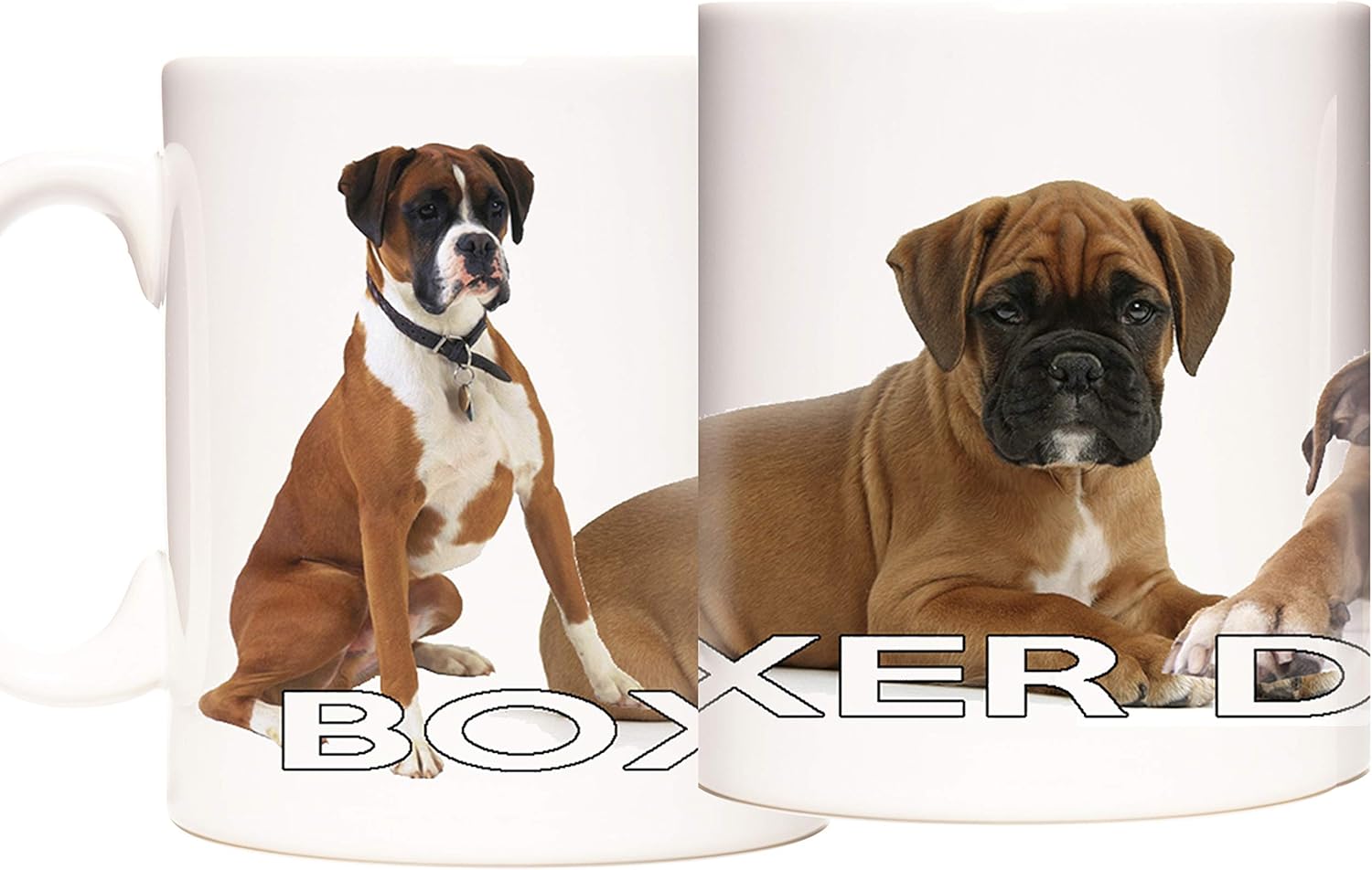 Boxer Dog Mug, Lovely Ceramic Mug with Three Cute Pictures of Boxer