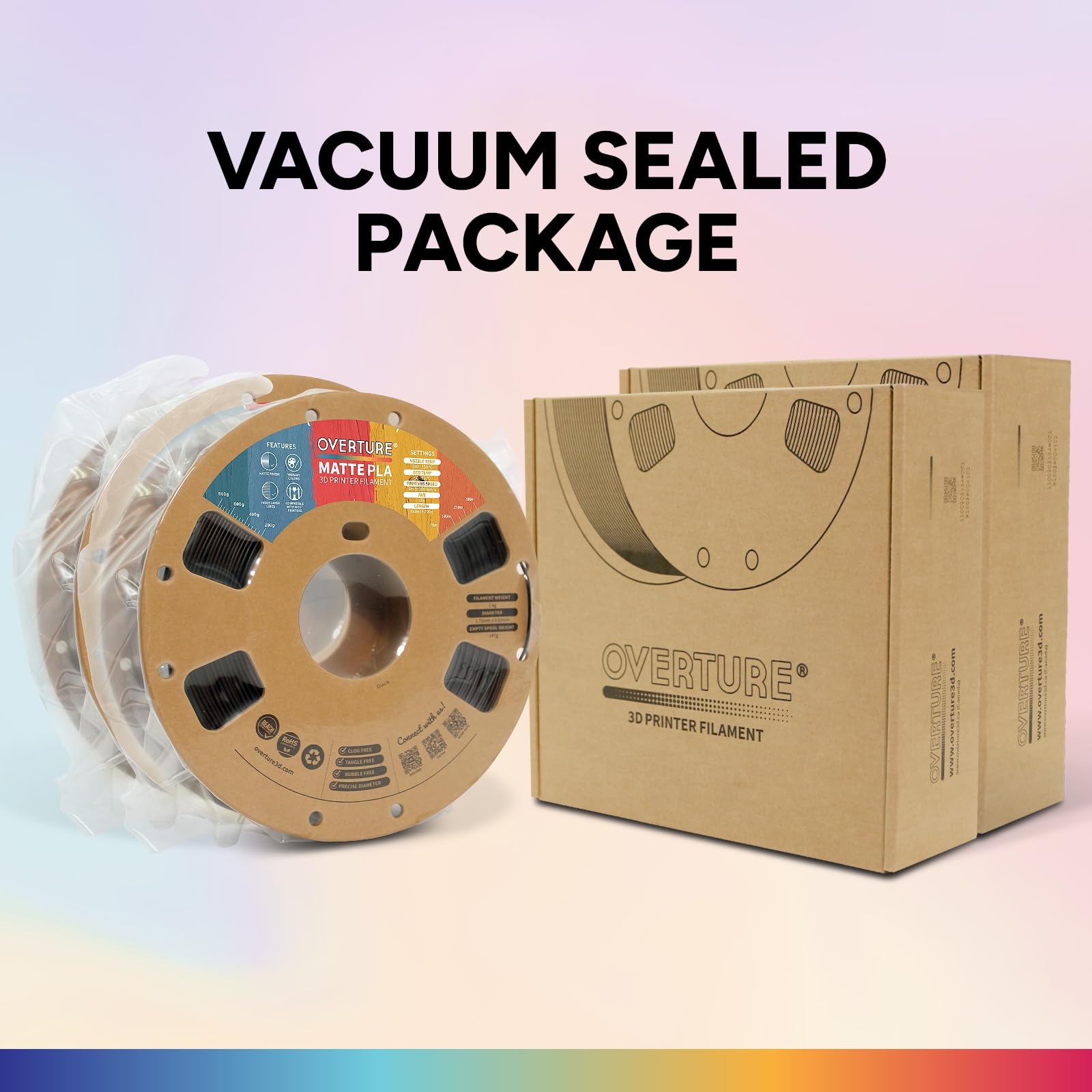 OVERTURE Matte PLA Filament Aufgerüstet 1.75 mm, 1 kg (2.2 lbs) Spule, Maßgenauigkeit +/- 0.02mm Filament für 3D Drucker (Schwarz) 8