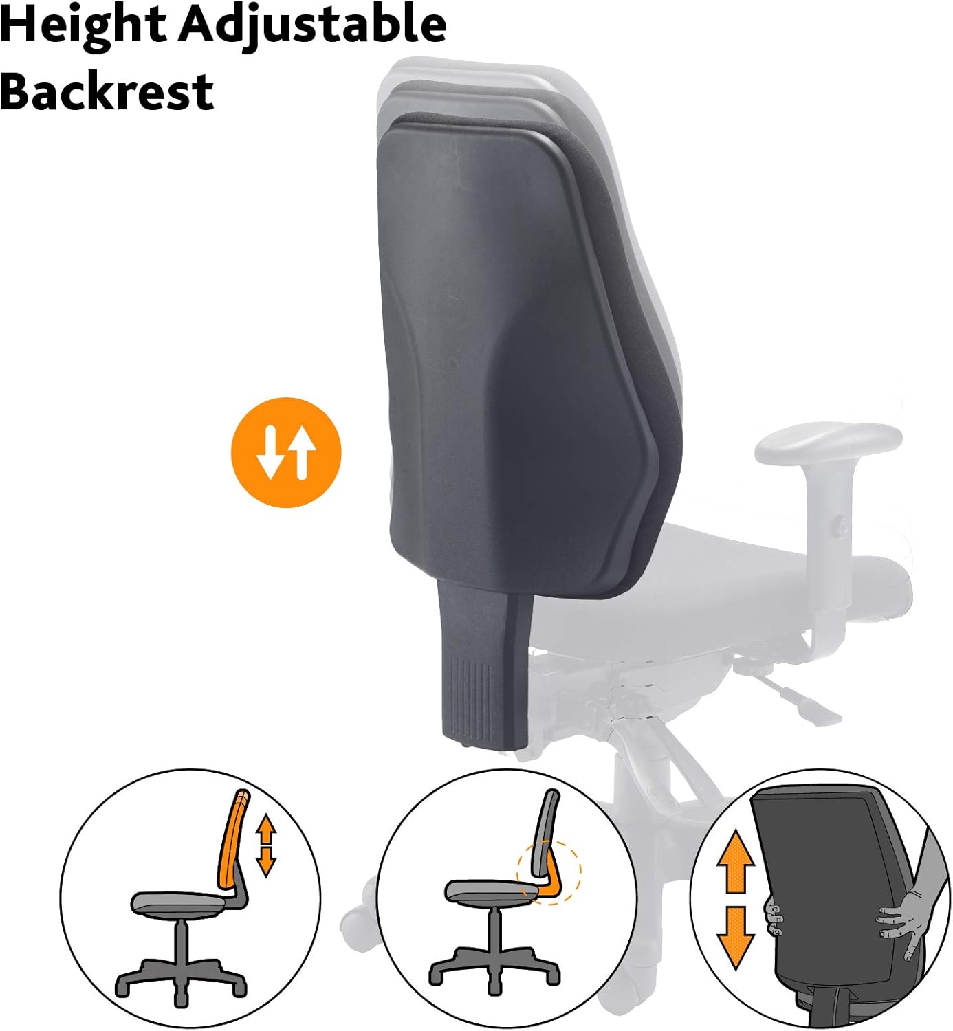 Office Hippo 24-Hour High Back Office Chair, Orthopaedic Design Chair with Adjustable Arms, Ratchet Back and Tilt - Image 4