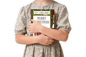 Christmas Gift Card Book - 10 Page Greeting Card Holder Booklet Album with Hardcover & Spiral Binding, DIY Gift for Family, F