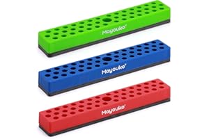 Mayouko 3PCS 1/4" Magnetic Hex Bit Holder Rack Organizer, 129 Holes, 1/4-Inch Drill Bit Holder, 3 Racks, Magnetic Bit Holder with Magnet Base for Screwdriver Bits