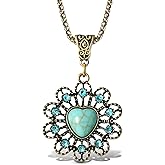 Jessica Simpson Womens Turquoise Stone Ornate Necklace 16"+ 2" - Gold-Tone Turquoise Necklace - Valentines Day Gifts for Her