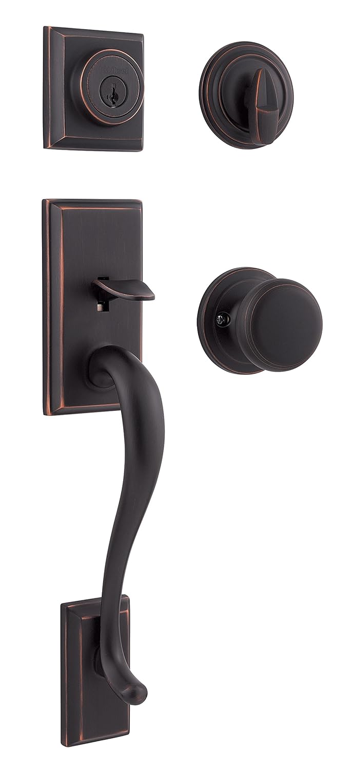 Kwikset Hawthorne Single Cylinder Handleset w/Juno Knob featuring SmartKey in Venetian Bronze