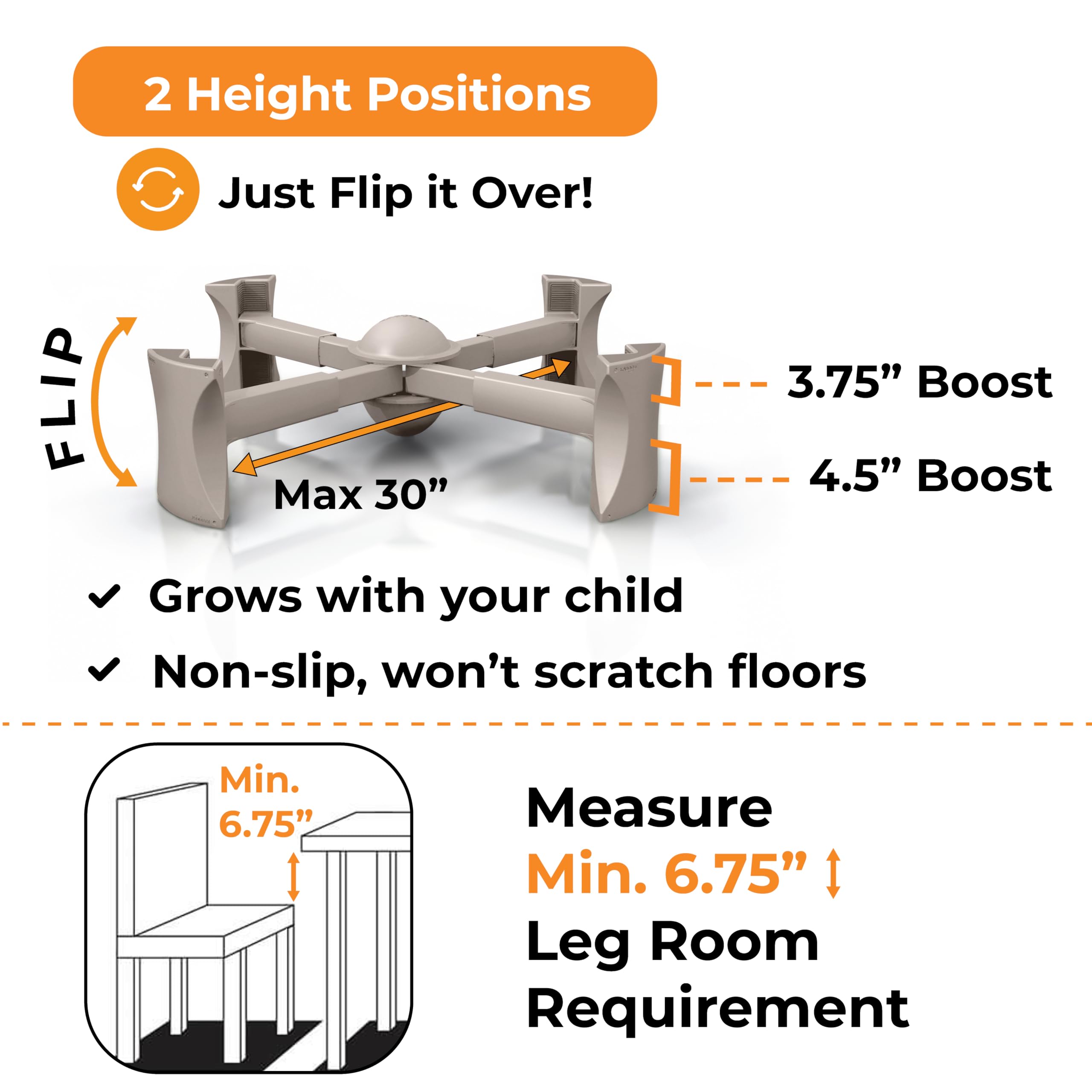 Booster Seat for Kitchen Chair, Natural – Goes Under The Chair – Portable Booster for Toddlers and Grown Ups