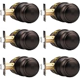 Probrico Oil Rubbed Bronze Door Knobs Interior, Passage Door Knobs for Hallway Closet, Keyless Interior Door Knob, 6 Pack