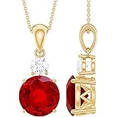 Rosec Jewels Certified 2.5 Carat Lab Grown Ruby Necklace with Silver Chain, Aaaa Quality, Ruby Birthstone Necklace - Ready To Gift