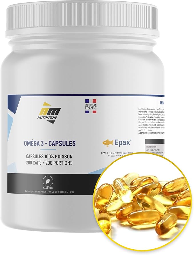 Oméga 3 Capsules 1000 mg • Ultra concentré en EPA et DHA • 200 gélules