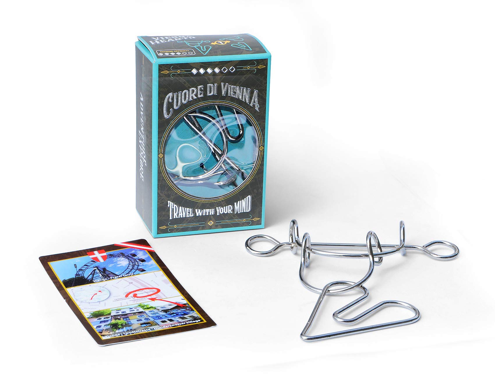 Logica Puzzles Art. Heart of Vienna - Metal Brain Teaser - Difficulty 4/6 Extreme - Travellers Collection