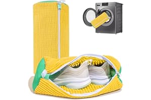 NMQHPA Shoe Washing Machine Bag: Laundry Shoe Bag for Washer and Dryer - 2pc Reusable Shoe Cleaning Bag for Sneaker Tennis Shoes Unstain Cleaner Kit (Yellow 2pcs)