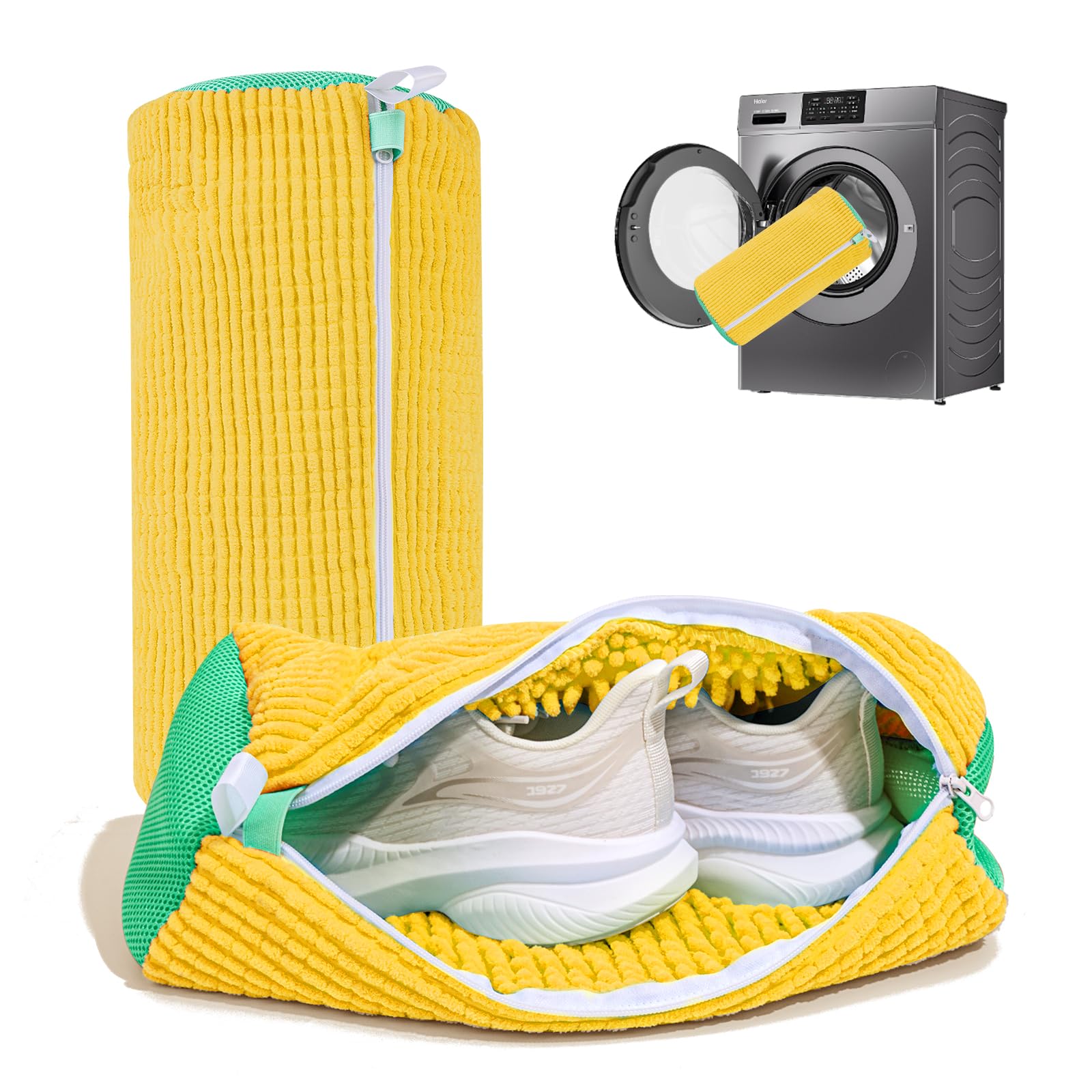 Photo 1 of ***MINOR DAMAGED - SEE NOTES/PICTURES***
Shoe Washing Machine Bag: Laundry Shoe Bag for Washer and Dryer - 2pc Reusable Shoe Cleaning Bag for Sneaker Tennis Shoes Unstain Cleaner Kit (Yellow 2pcs)