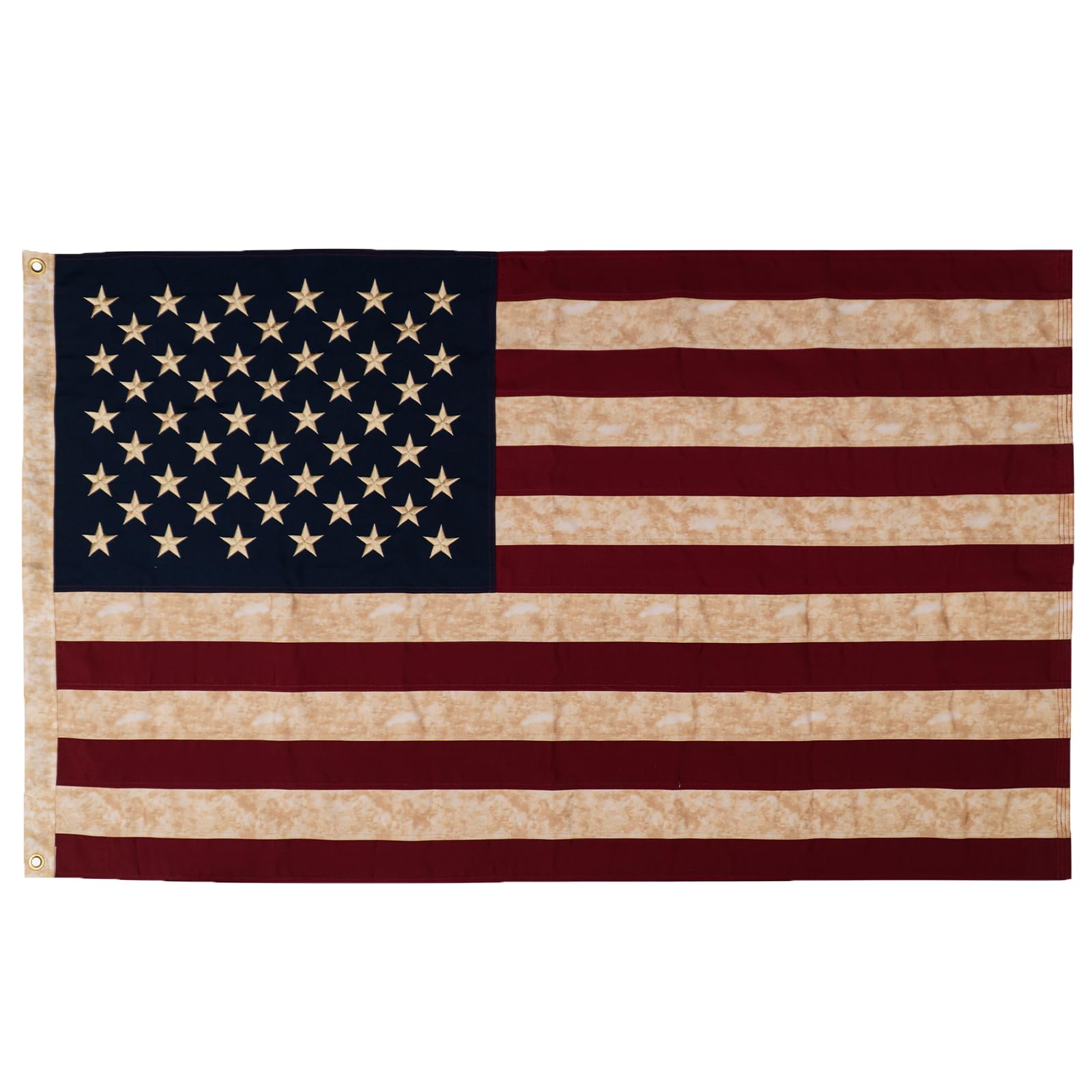 Photo 1 of SYII Vintage American Cotton Flag 3x5 Ft, Luxury Embroidered Stars and Double Stitched Sewn Stripes, Heavy Duty Cotton US Flags for Indoor Outdoor