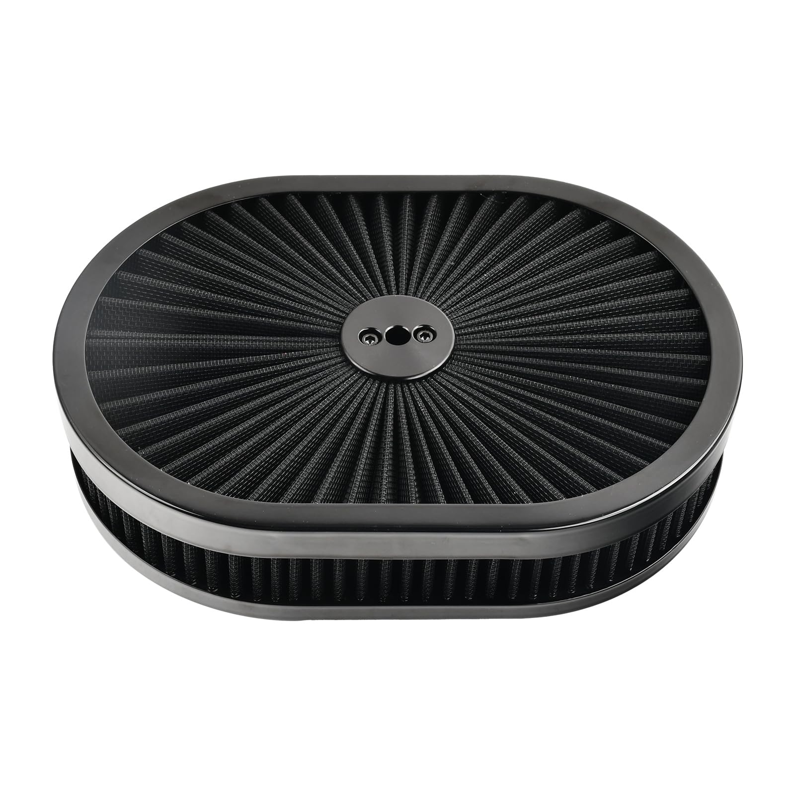 Photo 1 of BIGREAT 12''X2'' Oval Super Flow Air Cleaner Filter Assembly 5-1/8" Carb Neck Washable and Reusable Replacement V8 Air Cleaner Compatible With GMC Chevy Ford Chryler Dodge Black