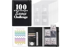 WAPAG 100 Envelope Money Saving Challenge Binder, Reusable A5 Money Budget Binder with Cash Envelopes, Funny Way Challenges Book to Save $5,050 (Black)
