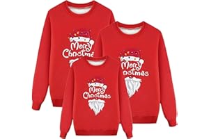 HOUJIBFA Matching Family Christmas Sweatshirts, Xmas Ugly Funny Jumper Long Sleeve Holiday Pullover Tops for Mom Dad Clothes