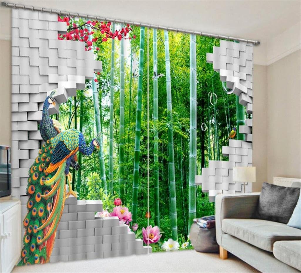 KKLL 3D Curtains Polyester Blackout drape Solid Thermal Noise Reducing Panel for Bedroom Home Decor Window Drapes, wide 3.2x high 2.7