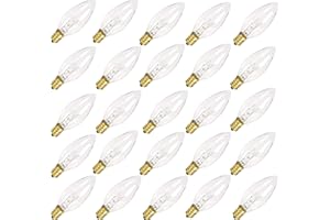 GOOTHY 25 Pack Clear Torpedo Tip Candle Light Bulbs, C26 Clear Incandescent Replacement Bulb for Electric Window Candles Lamps, Night light, C7/E12 Candelabra Base Chandelier Light Bulbs, 120V 7 Watts Bulbs