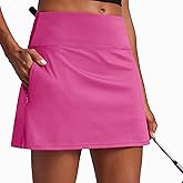 PINSPARK 16" Golf Skorts for Woman High Waisted Tennis Skirts with Pockets Shorts Pickleball Running Athletic Skort Summer