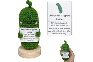 Handmade Emotional Support Pickled Cucumber Gift, Cute Knitting Cucumbe Doll with Positive Affirmation Card, Funny Pickle Str