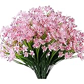 URSTOUD 6 Bundles Artificial Daffodils Flowers, Fake Artificial Greenery UV Resistant No Fade Faux Plastic Plants for Wedding Bridle Bouquet Indoor Outdoor Home Garden Kitchen Office Table Vase (Pink)