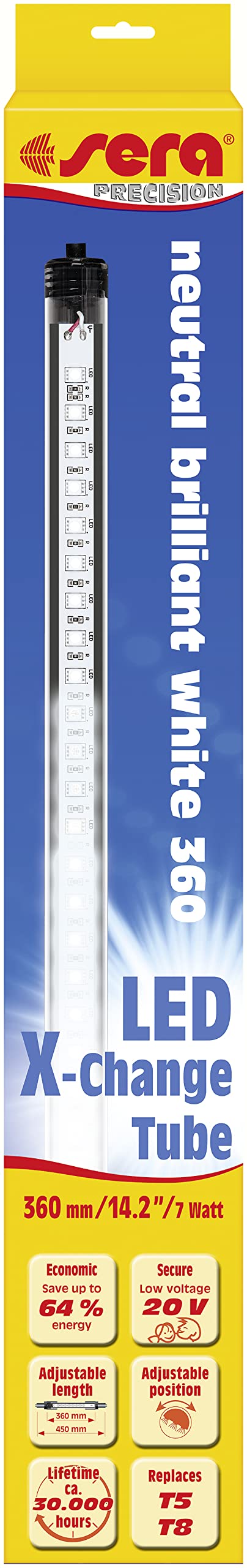 sera LED Neutral Brilliant White 360 – Very Bright, Neutral White Light Approx. 3,850 Kelvin, depending on dimming State