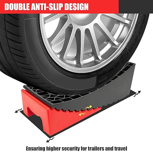 RV Leveling Blocks, 2 Packs Camper Stystem Ramp Kit For Travel Trailer With Two Chocks 2 Anti Slip Mats Up To 35000 Lbs Easier Faster Camper Trailers Leveling Blocks Rv Leveling System