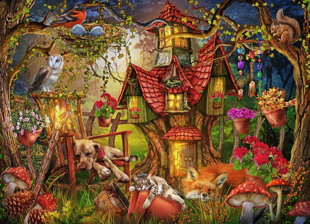 Vermont Christmas Company Sleepy Time Jigsaw Puzzle - Fully Interlocking & Randomly Shaped 1000 Piece Jigsaw Puzzles for Adults - Durable Adult Jigsaw Puzzles for The Whole Family (26 5/8