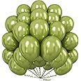 Dagelar Metallic Light Green Balloons 50Pcs 10Inch Chrome Pastel Green Metallic Balloons Olive Green Party Balloons Lime Green Chrome Helium Balloon for Dinosaur Birthday Graduation Wedding Decor