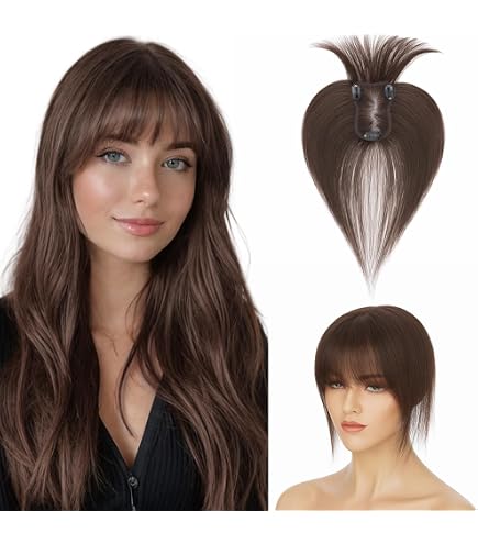 Human Hair Topper with Bangs, 3.15x4.33 Silk Base, 360° Coverage Amazon.com : Hairro Human Hair Toppers with Bangs, 360° 3D  main image 3