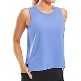 JOYSPELS Ice Silk Crop Workout Tank Tops for Women Cool-Dry Sleeveless Loose Fit Yoga Shirts