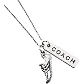 Pewter COACH Necklace - Pewter Running Shoe Charm and Pewter COACH Pendant on 18 inch Stainless Steel Cable Chain