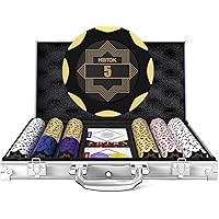 Clay Poker Chip Set for Texas Hold’em, 300 PCS with Denominations Professional Casino Blackjack Set, a high-end Carrying case