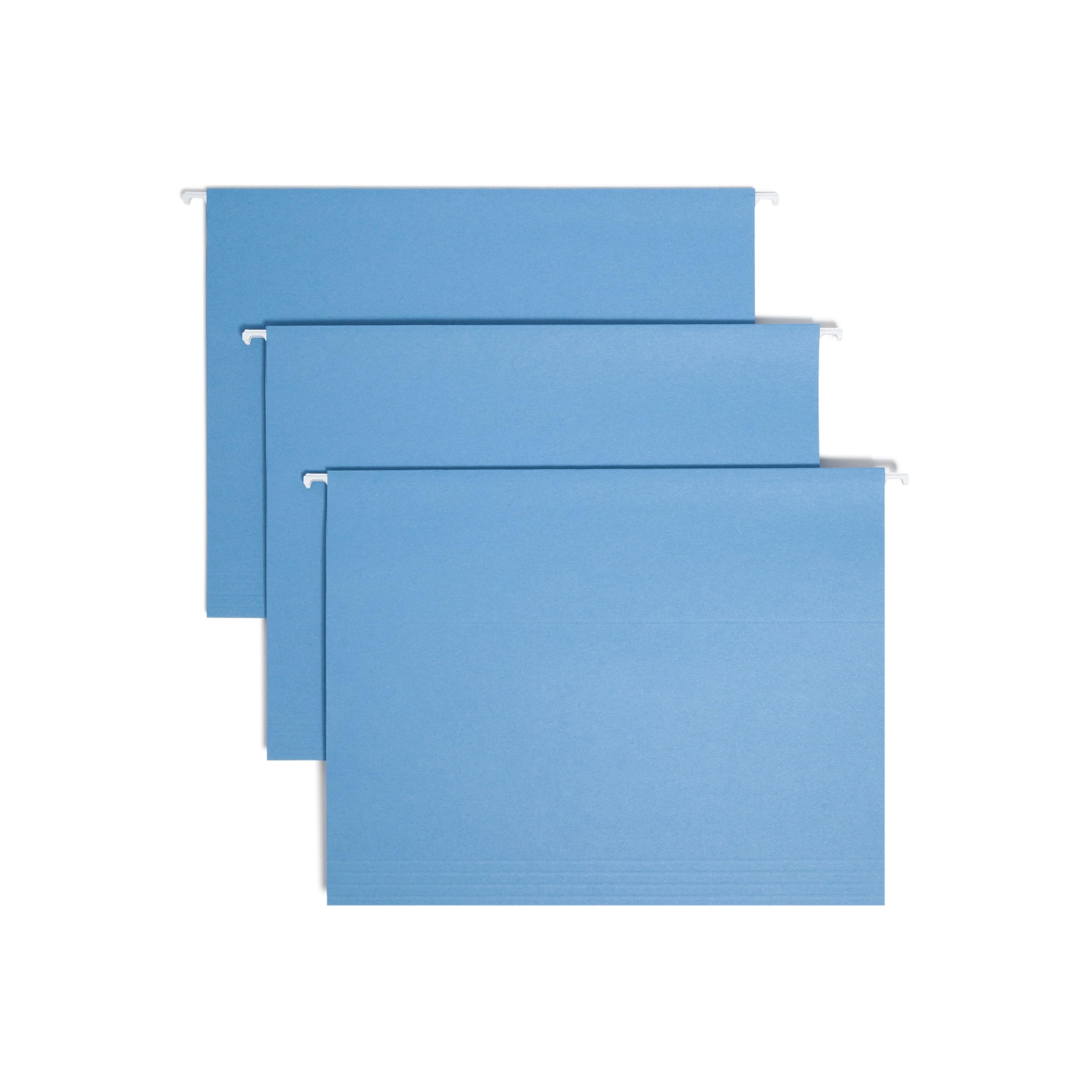 Photo 1 of Smead Standard Hanging File Folders, 25 Count, Blue, 1/5-Cut Adjustable Tabs, Letter Size (64060)