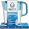 Brita Tahoe Large 10 Cup Water Filter Pitcher with Smart Light Filter Reminder and 1 Standard Filter- Transparent Teal