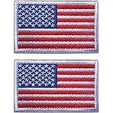 AliPlus 2PCS American Flag Patches Embroidered Morale Patch Hook and Loop | USA America,Tactical Military Patch,Versatile Tactical Attachment,Applique Fastener,3"&times;2" White Border