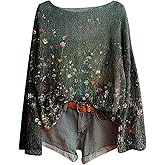 Fall Sweaters for Women 2025 Plus Size Boho Vintage Graphic Print Outfits Casual Long Sleeve Cute Knit Pullover Top