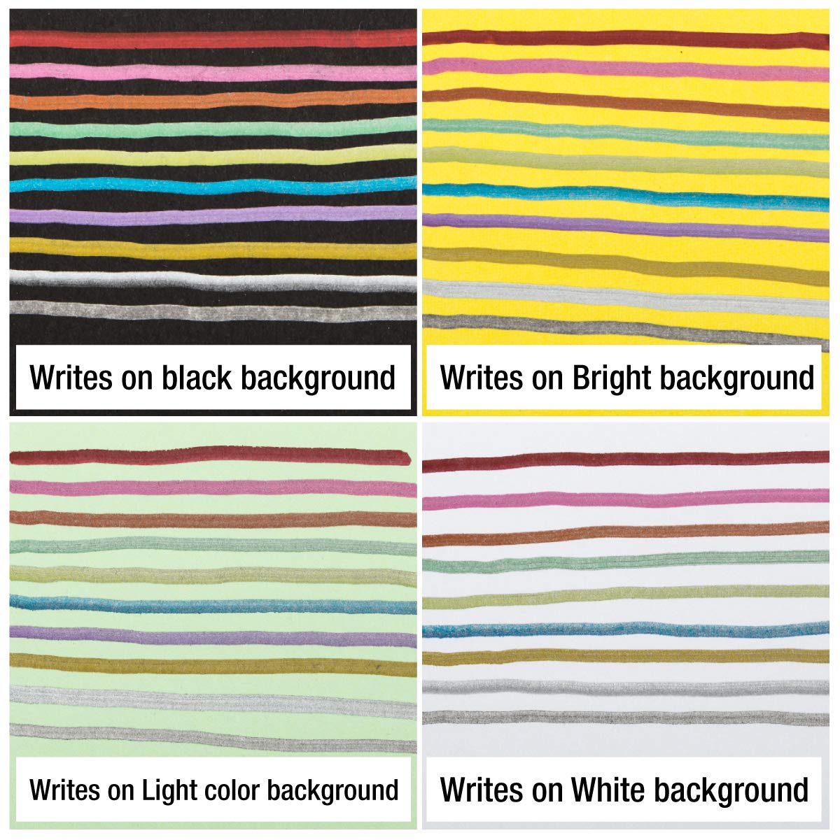 ZEYAR Metallic Marker Pens, Permanent Markers, Great for Rock Painting, Black Paper, Gift Card, Scrapbook, Photo Album, Glass, Wood and more, Brush Tip, 12 Colors set (Brush Tip)