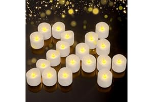 WarmEmbrace 24 Pack Flameless Candles, Battery Operated Candles, Tea Lights for Votive, Flickering Fake Candles, LED Candles for Wedding, Festival, Halloween (Warm White, Batteries Included)