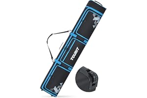 TOURIT Ski Bag with Wheels, Padded Snowboard Bag for Air Travel, Extendable from 170-185CM, 3 Outside Bags Fit ski boots, helmets, goggles