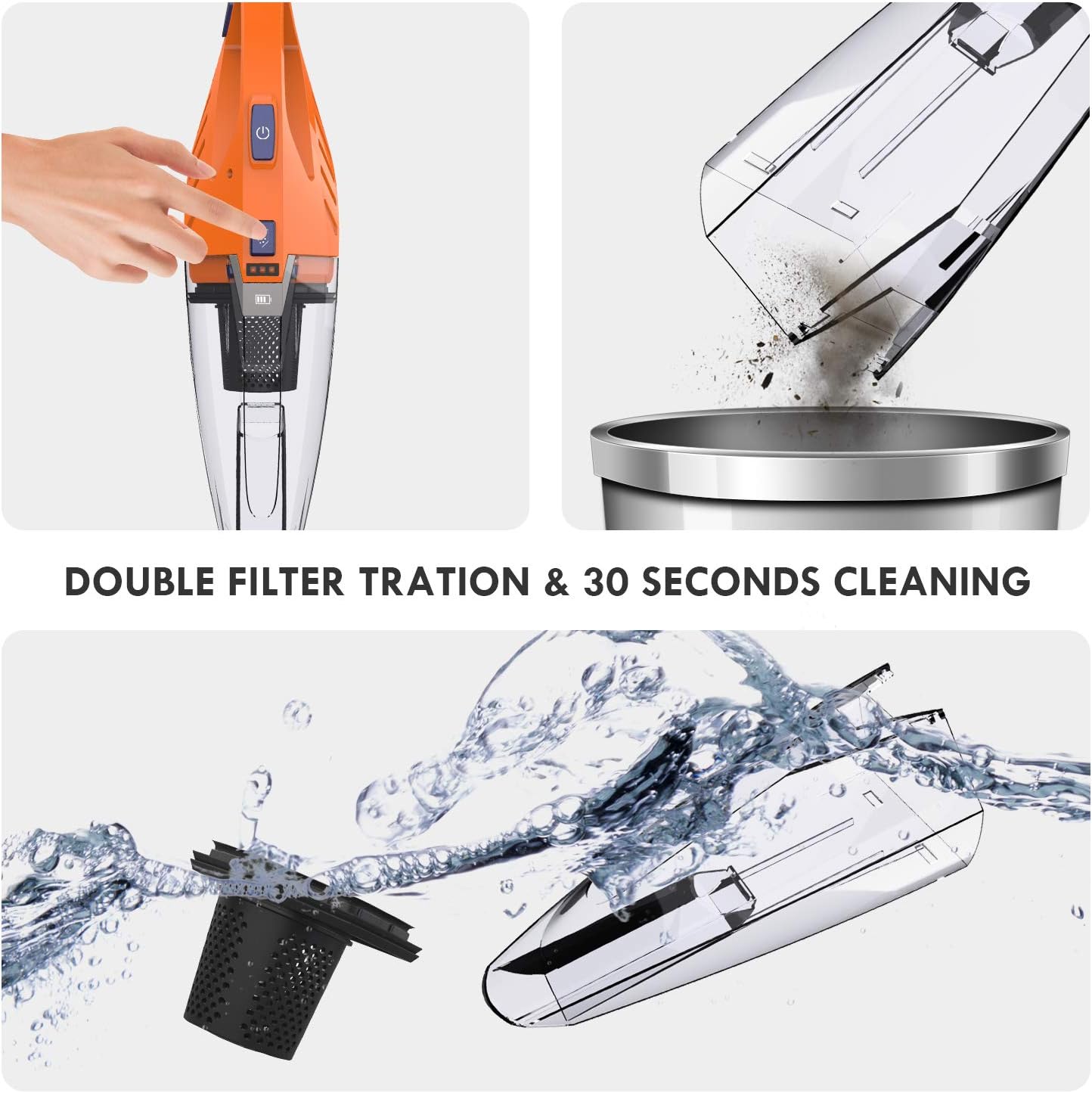 ORFELD Cordless Vacuum, Stick Vacuum 4 in 1, Lightweight Upright Vacuum Cleaner, Handheld, Portable, Rechargeable Li-ion Battery for Hardwood Floor Carpet Pet Hair Car, up to 40 Min.Runtime, Small -