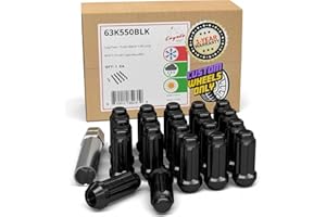 Wheel Accessories Parts 20 Pcs M12x1.75 12x1.75 Thread Truck 2.00" Long Spline Lug Nuts Black Chrome 6 Spline Hex Fits 1997 to 1999 Ford F150 Expedition 1998 to 1999 Lincoln Navigator