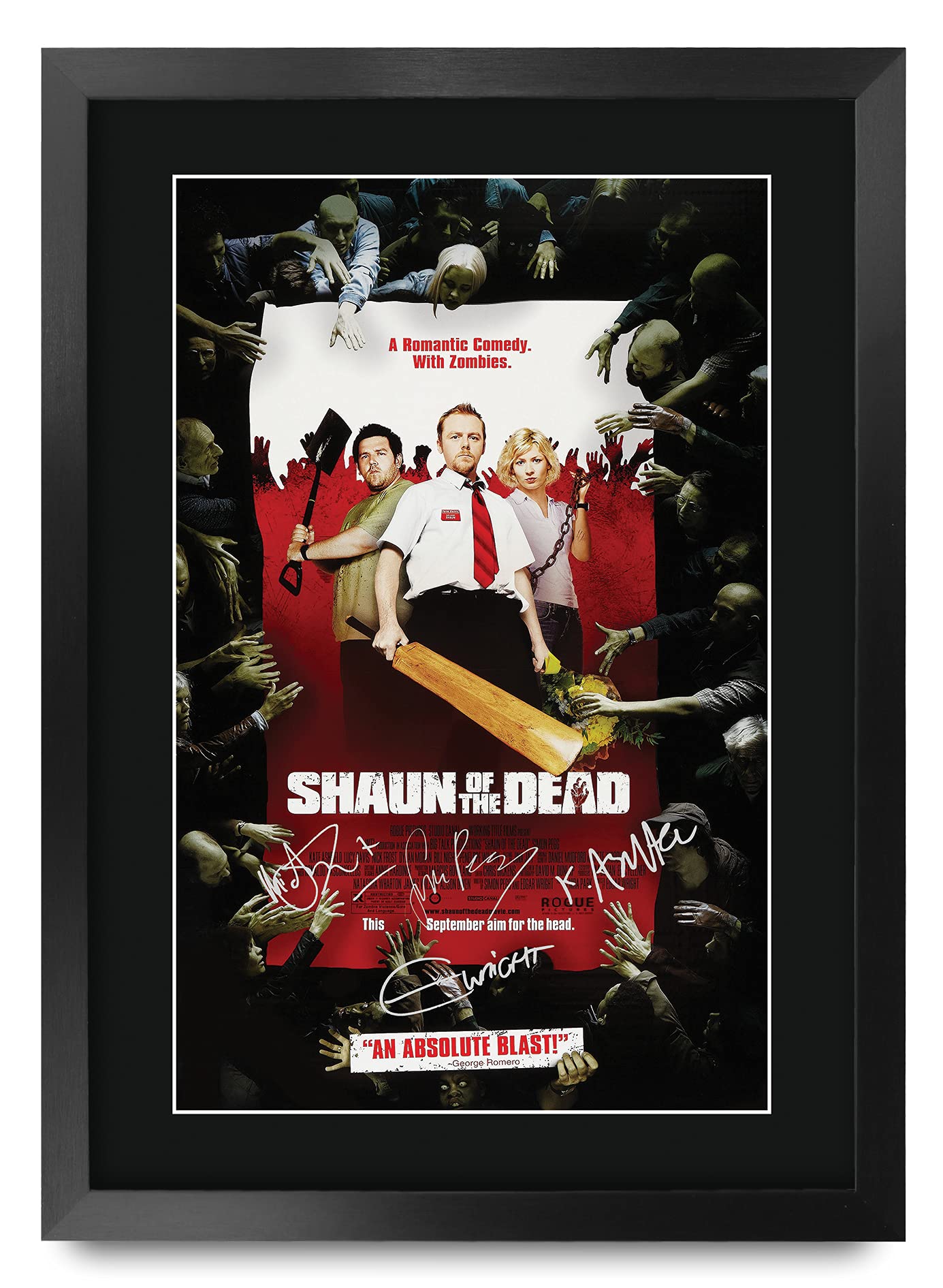 HWC Trading Shaun of the Dead Simon Pegg Gifts Printed Signed Autograph Picture for Movie Memorabilia Fans - A3 Framed
