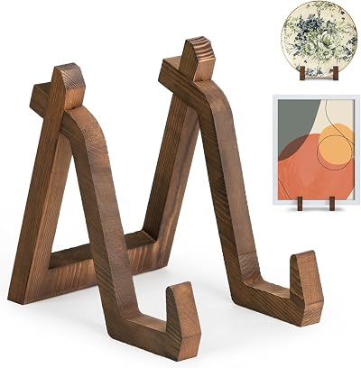 ANBOXIT 8 Inch Plate Display Stand Pine Wood Rustic Holder