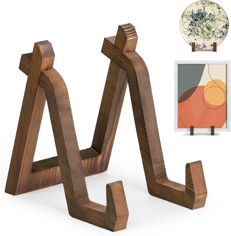 ANBOXIT 8 Inch Plate Display Stand Pine Wood Rustic Holder