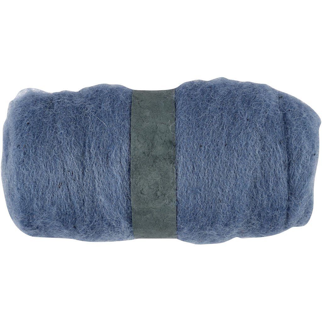 Carded Wool, sky-blue, 100g
