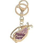 Moydolo Crystal Rhinestone Golf Clubs Keychain Bag Charms Bling Golf Bag Key Chain Ring Pendant for Women Girls Handbag Purse