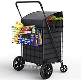 Our Modern Space Shopping Cart w/Waterproof Basket Liner & 360° Swivel Wheels | Foldable Collapsible & Lightweight | Perfect