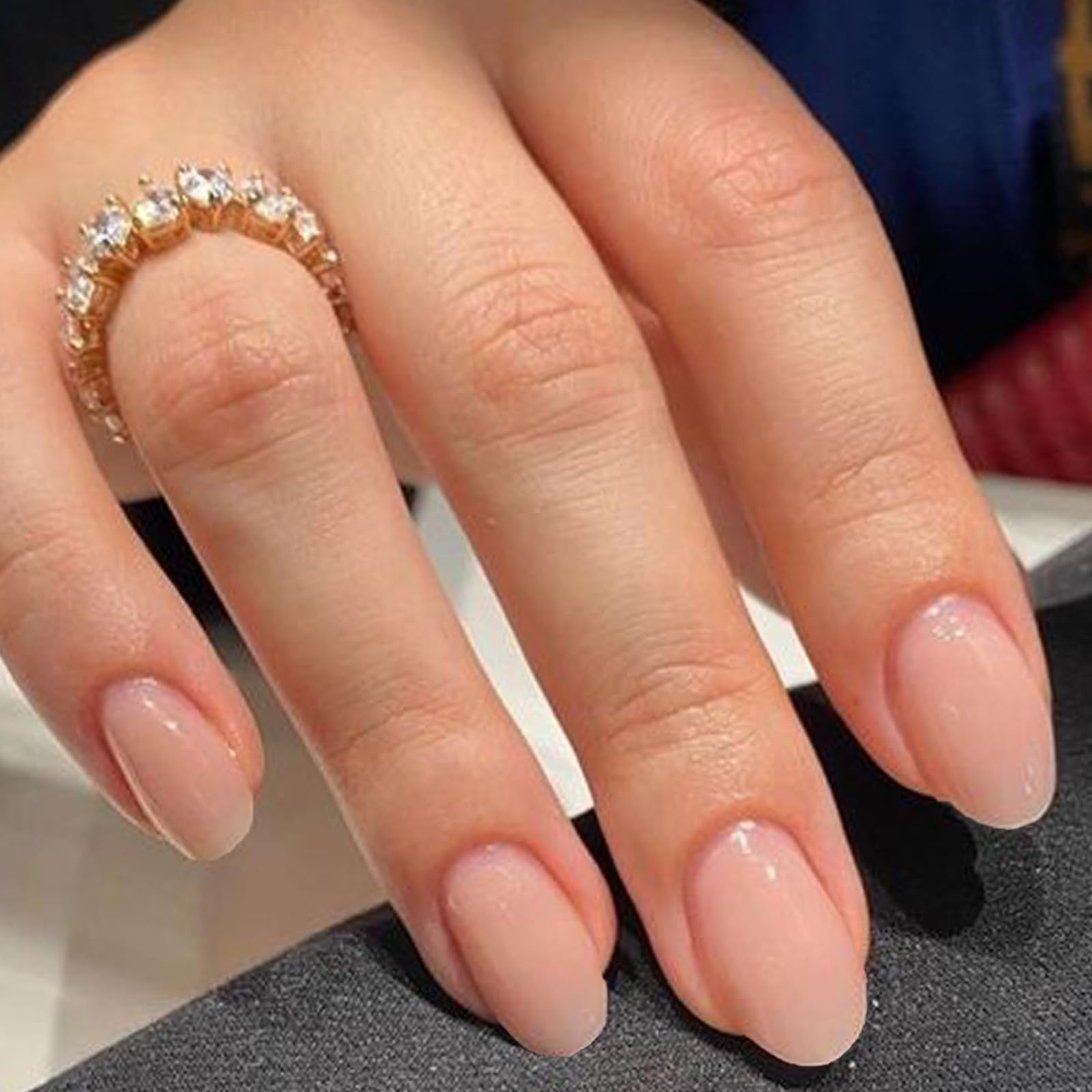 GLAMERMAID Press on Nails Short Oval, Spring Summer Handmade Dried Rose Jelly Gel Glue on Nails, 24Pcs Glossy Round Reusable UV Finish Fake Nails Acrylic False Nails Manicure Kits for Women - Image 3