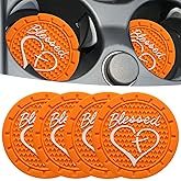 JUNAHAA Car Cup Holder Coaster, 4 Pack 2.75 Inch Diameter Waterproof Non-Slip Universal Insert Coaster, Durable, Suitable for Most Car Interior, Car Accessory for Women Men Orange