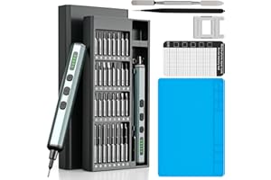 DAXIONGMAO 70-in-1 Cordless Electric Screwdriver Set with 64 S2 Steel Bits: 3.7V USB-C Rechargeable, 5 Torque Settings & 4 LED Lights, Mini Repair Kit for PC, RC Electronics, Phones, Laptops, Glasses, Clocks